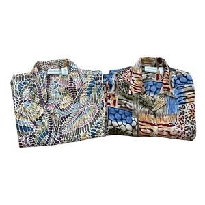 ALFRED DUNNER Womens 10P Paisley Animal Print Button Down Blouse Lot of 2 Career